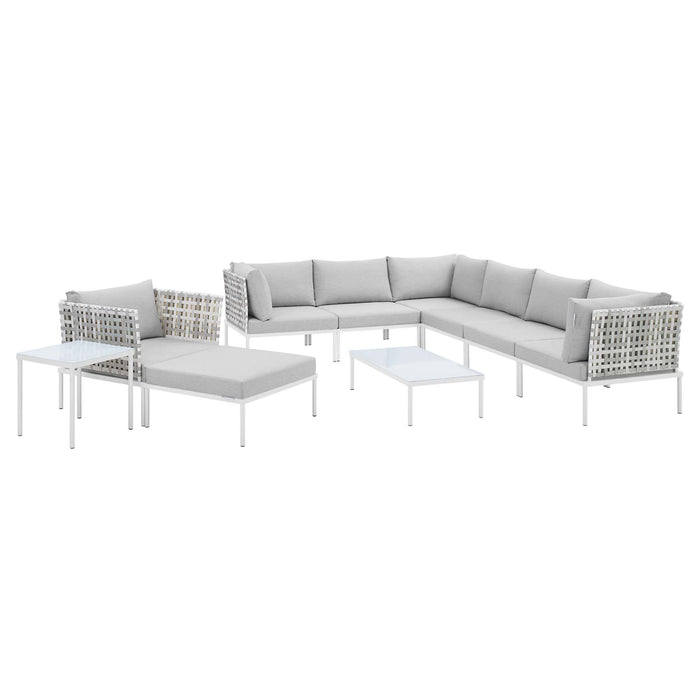 Harmony 10-Piece  Sunbrella® Basket Weave Outdoor Patio Aluminum Sectional Sofa Set