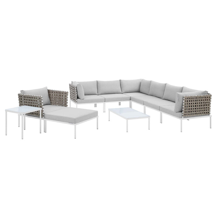 Harmony 10-Piece  Sunbrella® Basket Weave Outdoor Patio Aluminum Sectional Sofa Set