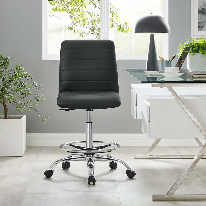 Ripple Armless Vegan Leather Drafting Chair