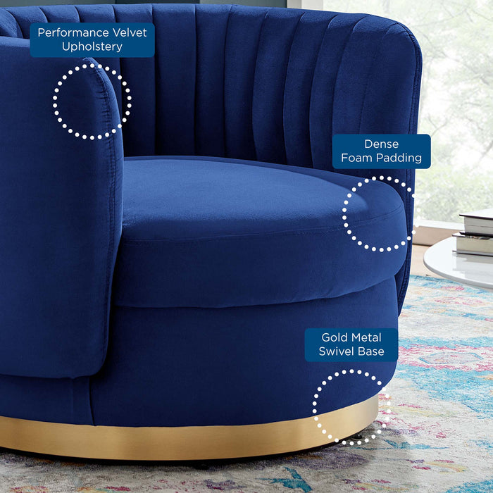 Embrace Tufted Performance Velvet Swivel Chair