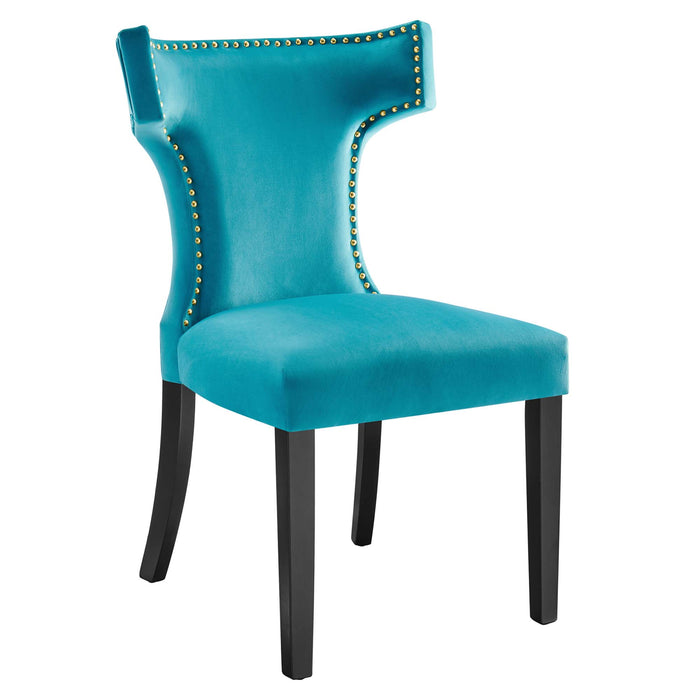 Curve Performance Velvet Dining Chairs - Set of 2