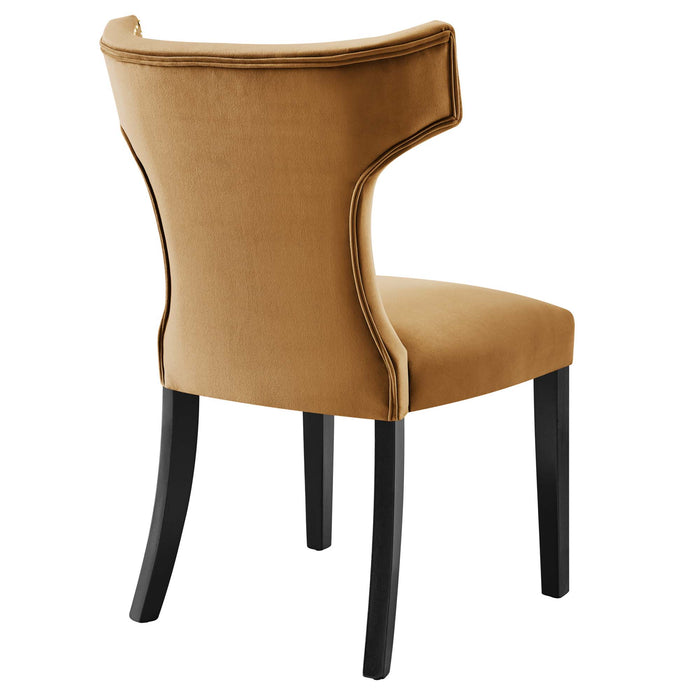 Curve Performance Velvet Dining Chairs - Set of 2