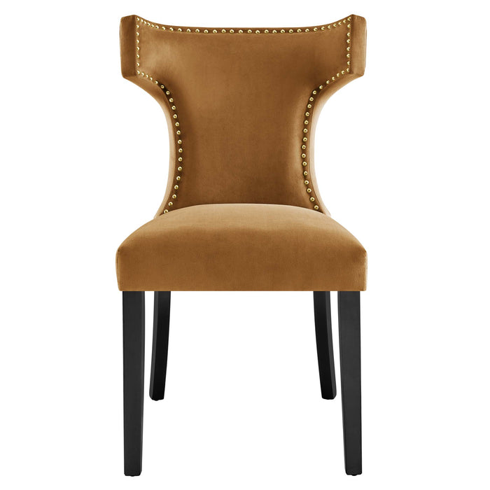 Curve Performance Velvet Dining Chairs - Set of 2