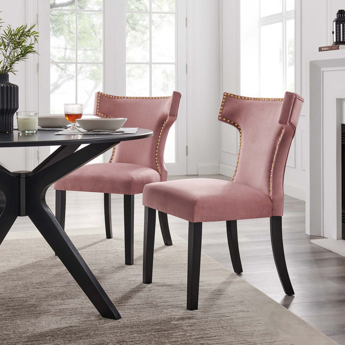 Curve Performance Velvet Dining Chairs - Set of 2