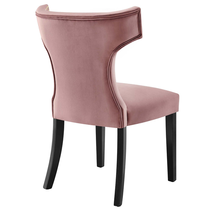 Curve Performance Velvet Dining Chairs - Set of 2