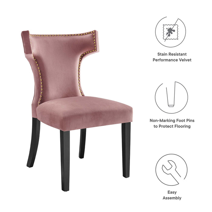 Curve Performance Velvet Dining Chairs - Set of 2