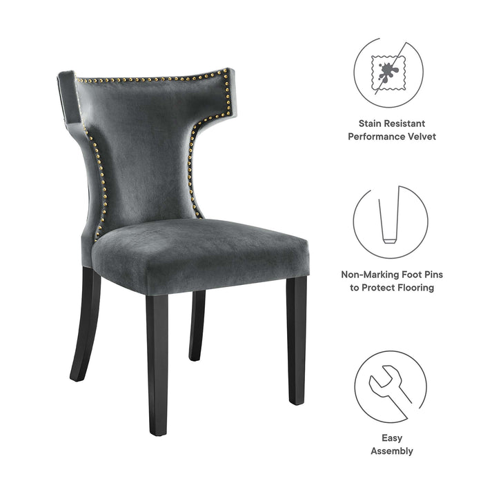 Curve Performance Velvet Dining Chairs - Set of 2