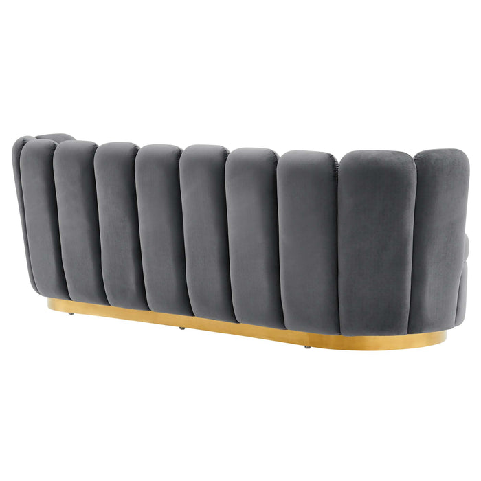 Victoria Channel Tufted Performance Velvet Sofa