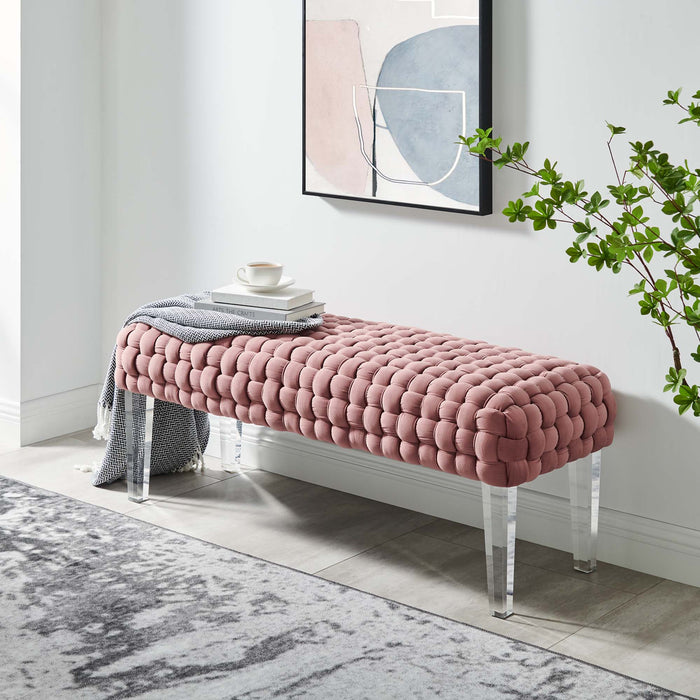 Prologue Woven Performance Velvet Ottoman