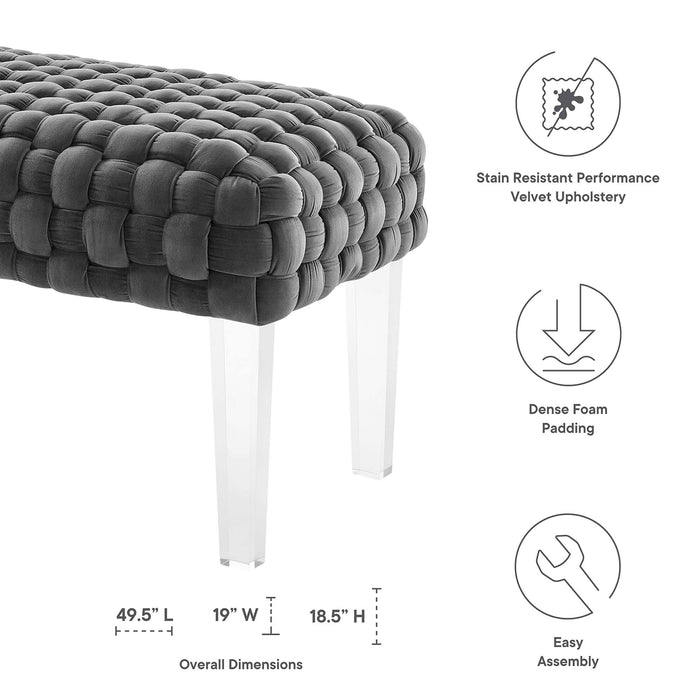 Prologue Woven Performance Velvet Ottoman