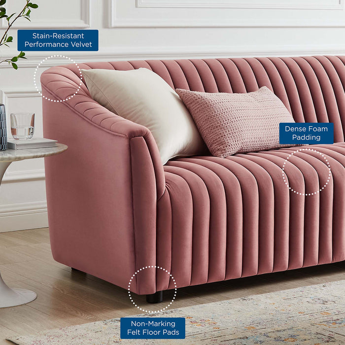 Announce Performance Velvet Channel Tufted Sofa