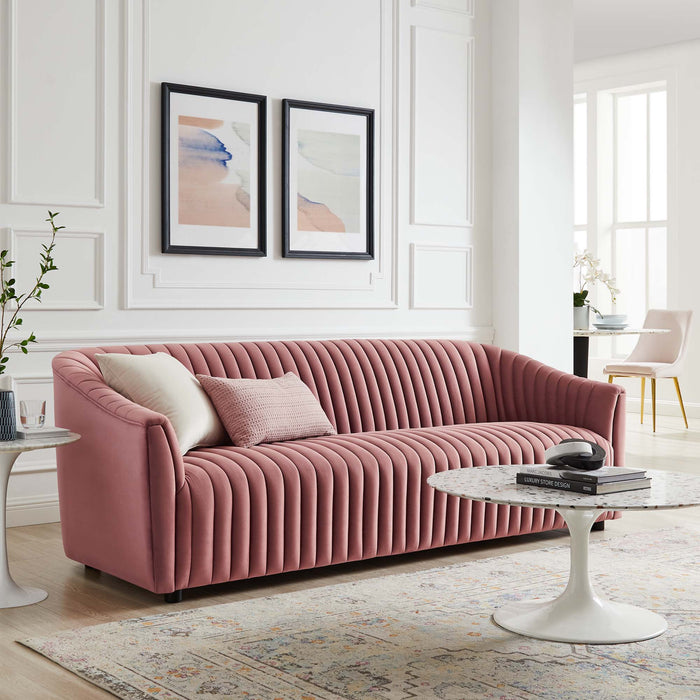 Announce Performance Velvet Channel Tufted Sofa