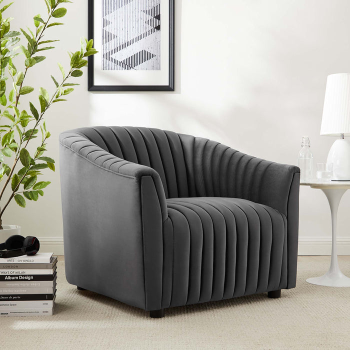 Announce Performance Velvet Channel Tufted Armchair