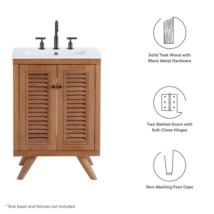 Birdie 24" Teak Wood Bathroom Vanity Cabinet (Sink Basin Not Included)