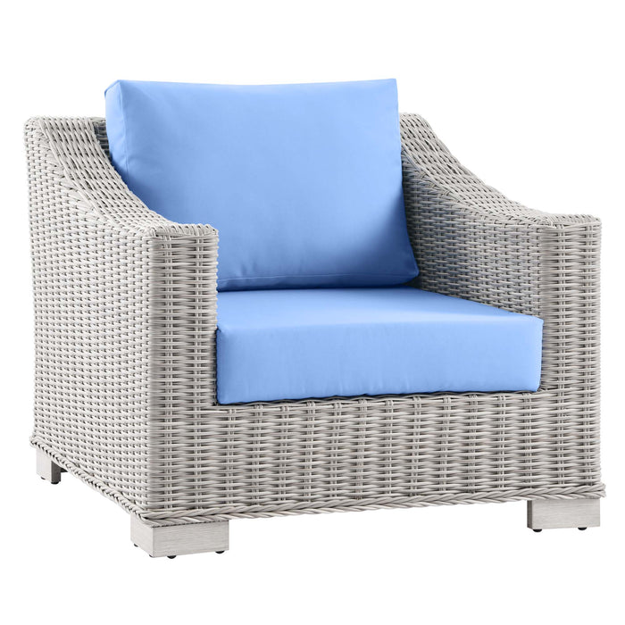 Conway Outdoor Patio Wicker Rattan 2-Piece Armchair and Ottoman Set