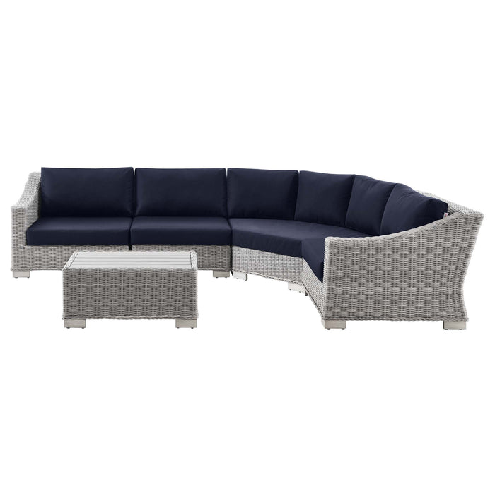 Conway Outdoor Patio Wicker Rattan 5-Piece Sectional Sofa Furniture Set