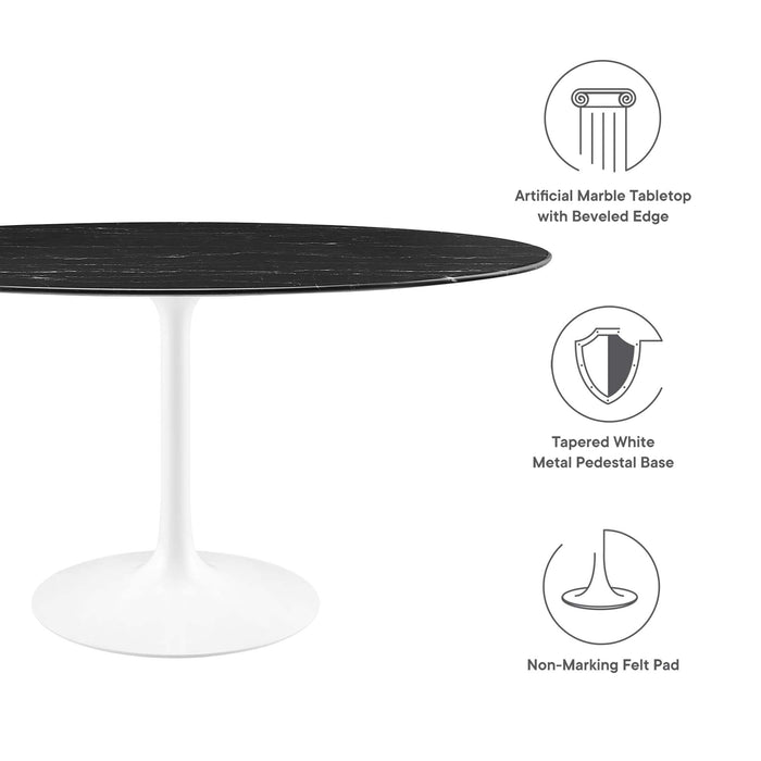 Lippa 60" Oval Artificial Marble Dining Table