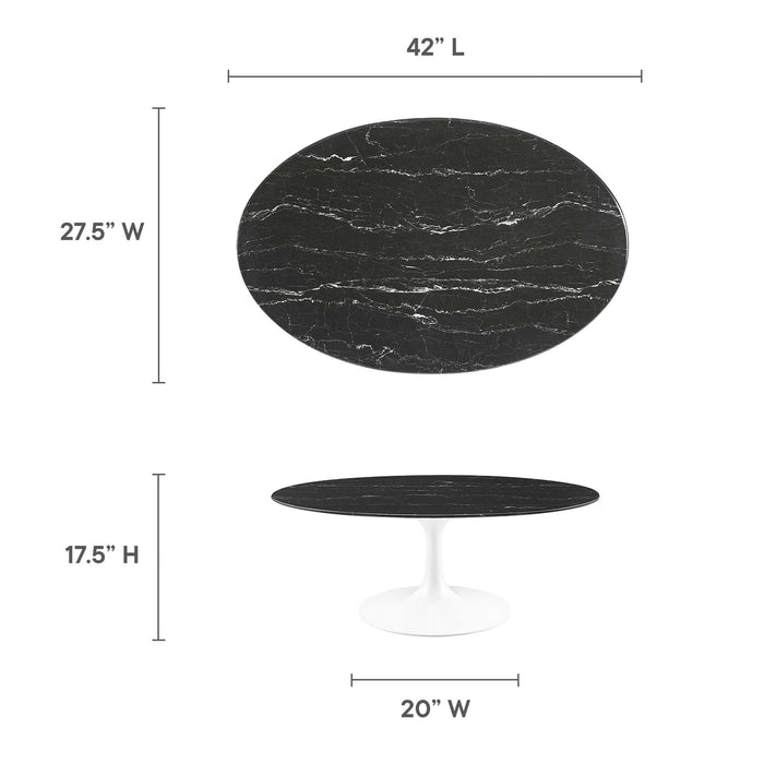 Lippa 42" Oval Artificial Marble Coffee Table