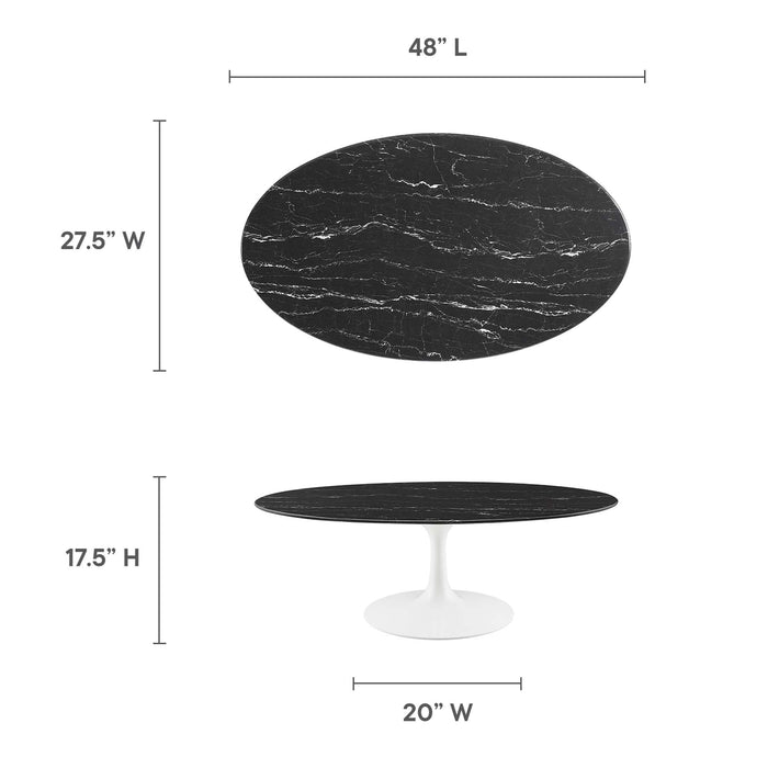 Lippa 48" Oval Artificial Marble Coffee Table