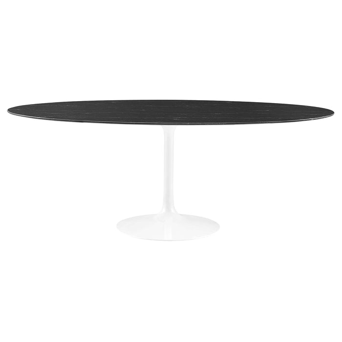 Lippa 78" Oval Artificial Marble Dining Table