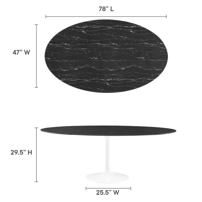 Lippa 78" Oval Artificial Marble Dining Table