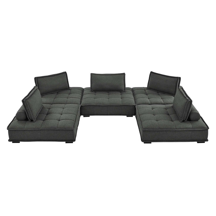 Saunter Tufted Fabric Fabric 5-Piece Sectional Sofa