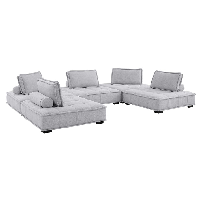 Saunter Tufted Fabric Fabric 5-Piece Sectional Sofa