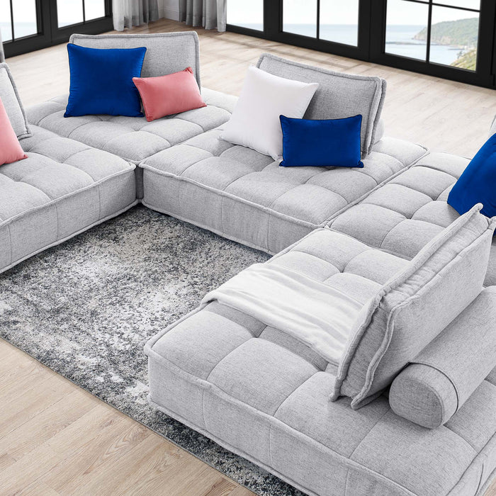 Saunter Tufted Fabric Fabric 5-Piece Sectional Sofa