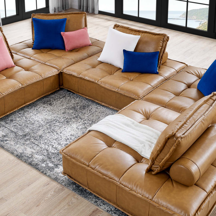 Saunter Tufted Vegan Leather Vegan Leather 5-Piece Sectional Sofa