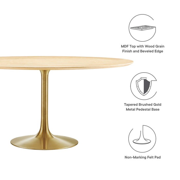 Lippa 60" Round Wood Grain Dining Table