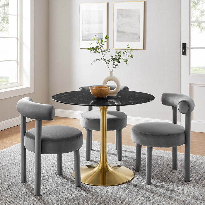 Lippa 40" Round Artificial Marble Dining Table