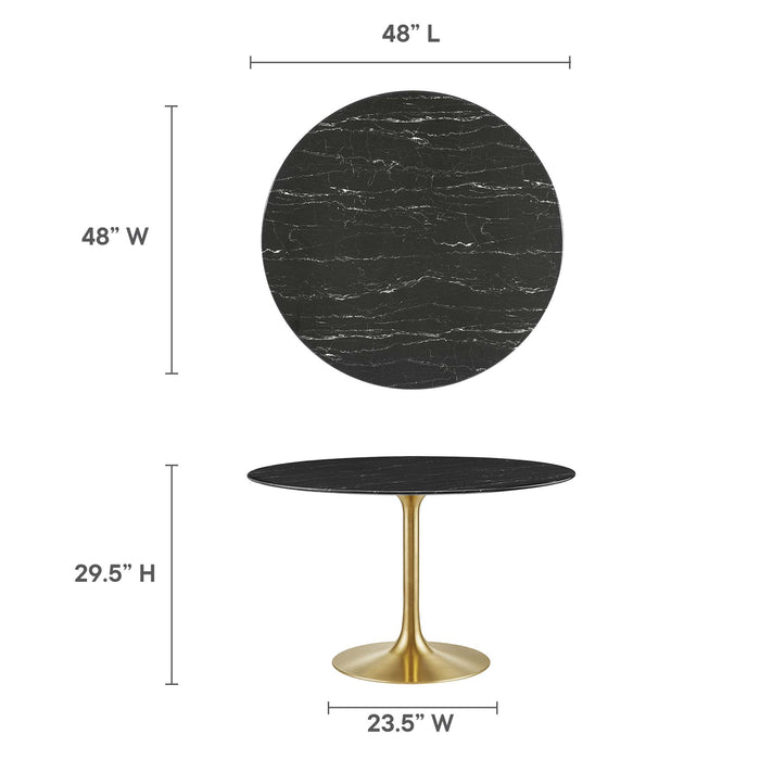 Lippa 48" Round Artificial Marble Dining Table