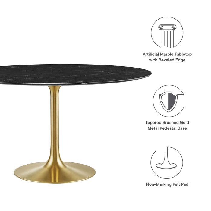 Lippa 54" Round Artificial Marble Dining Table