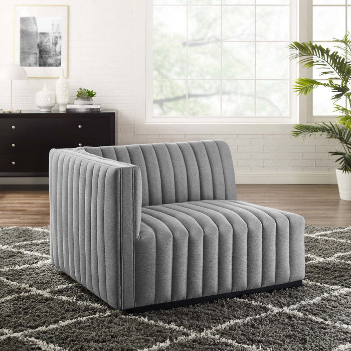 Conjure Channel Tufted Upholstered Fabric Left-Arm Chair