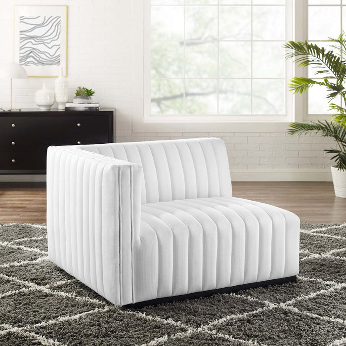 Conjure Channel Tufted Upholstered Fabric Left-Arm Chair