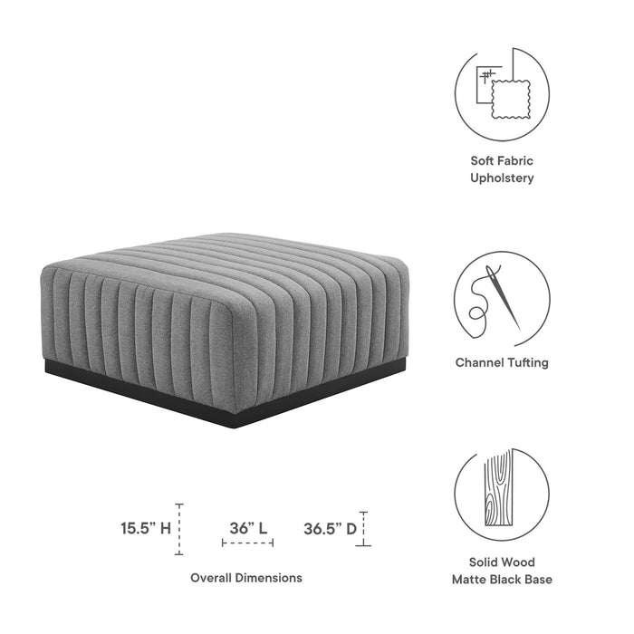 Conjure Channel Tufted Upholstered Fabric Ottoman