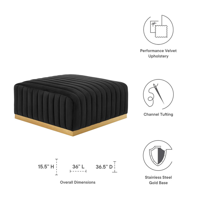 Conjure Channel Tufted Performance Velvet Ottoman