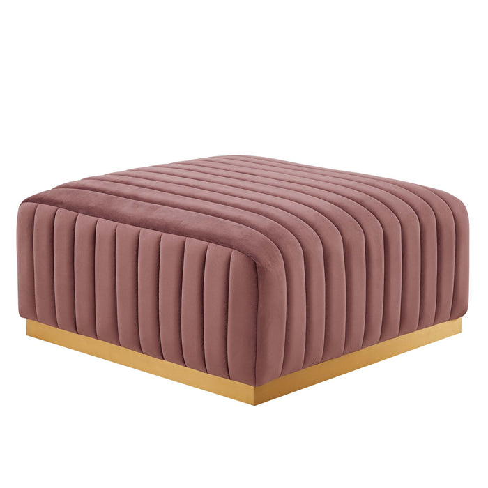 Conjure Channel Tufted Performance Velvet Ottoman