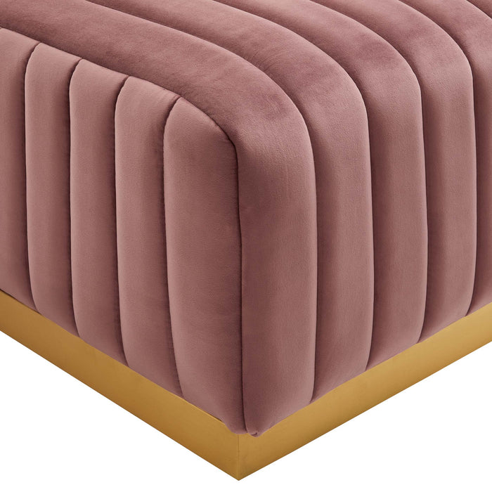 Conjure Channel Tufted Performance Velvet Ottoman