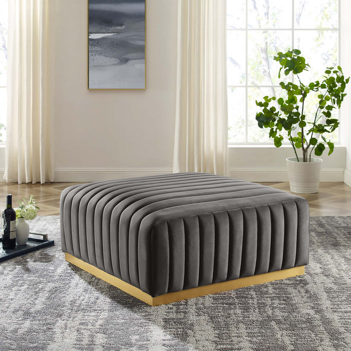 Conjure Channel Tufted Performance Velvet Ottoman