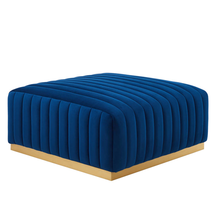 Conjure Channel Tufted Performance Velvet Ottoman