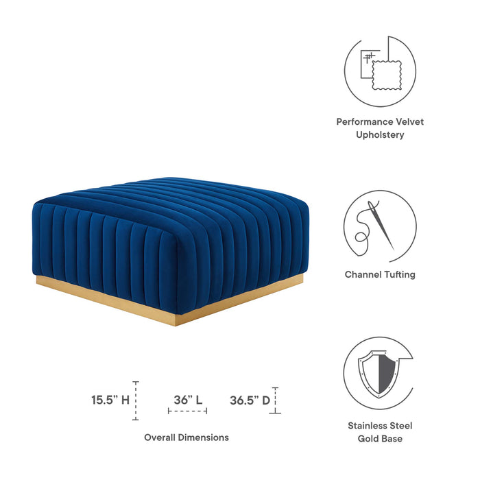 Conjure Channel Tufted Performance Velvet Ottoman