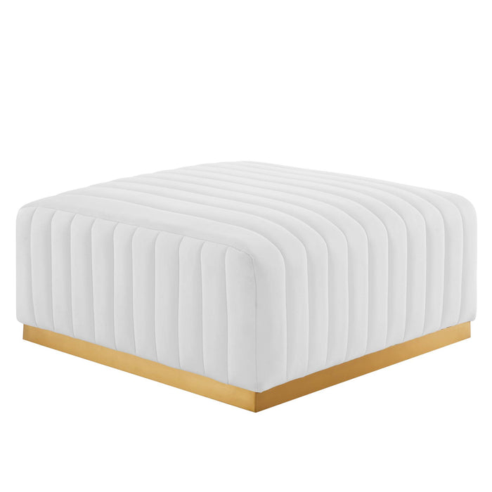 Conjure Channel Tufted Performance Velvet Ottoman