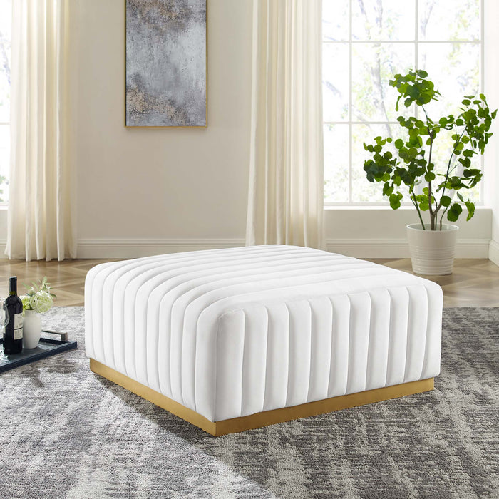 Conjure Channel Tufted Performance Velvet Ottoman