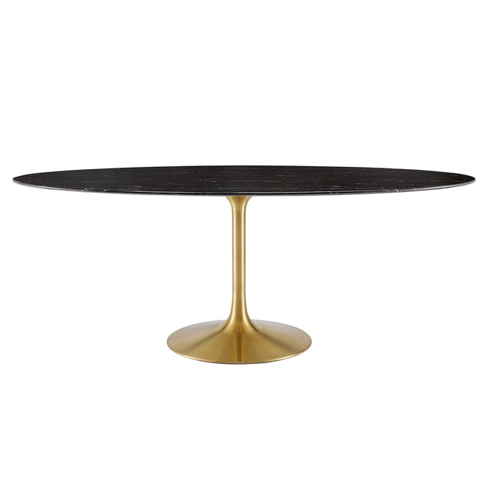 Lippa 78" Oval Artificial Marble Dining Table