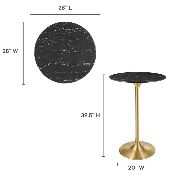 Lippa 28" Round Artificial Marble Bar Table