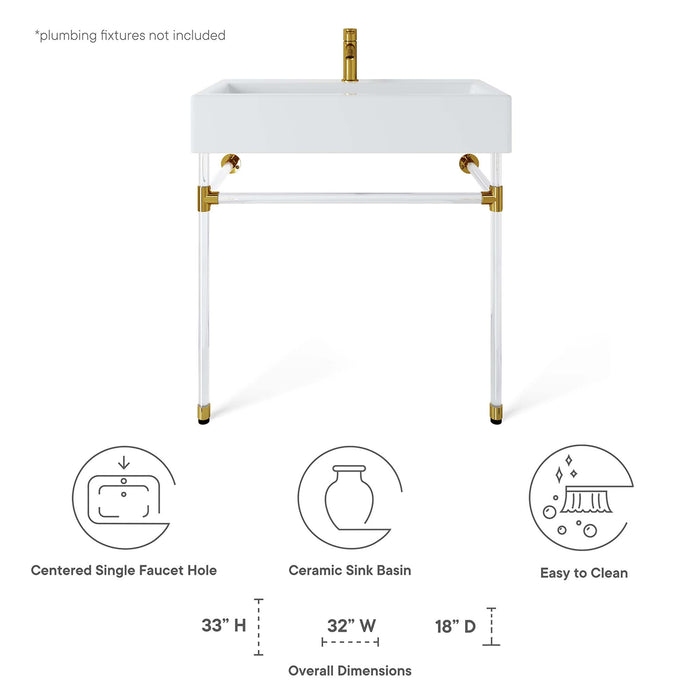 Redeem 32" Acrylic Wall-Mount Bathroom Vanity