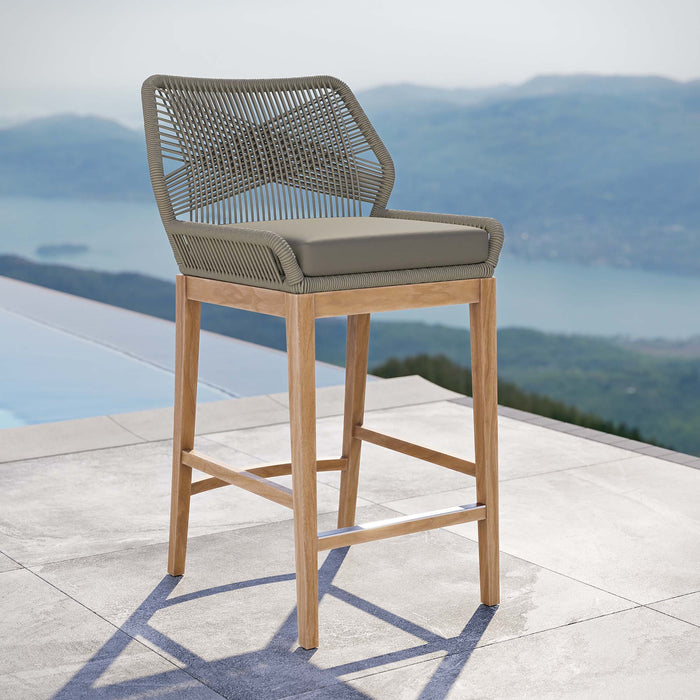 Wellspring Outdoor Patio Teak Wood Bar Stool