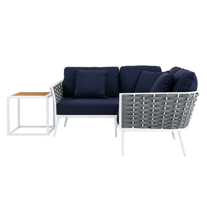 Stance 4 Piece Outdoor Patio Aluminum Sectional Sofa Set