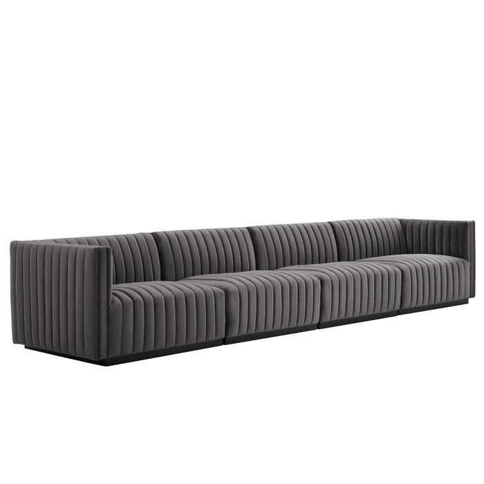 Conjure Channel Tufted Performance Velvet 4-Piece Sofa